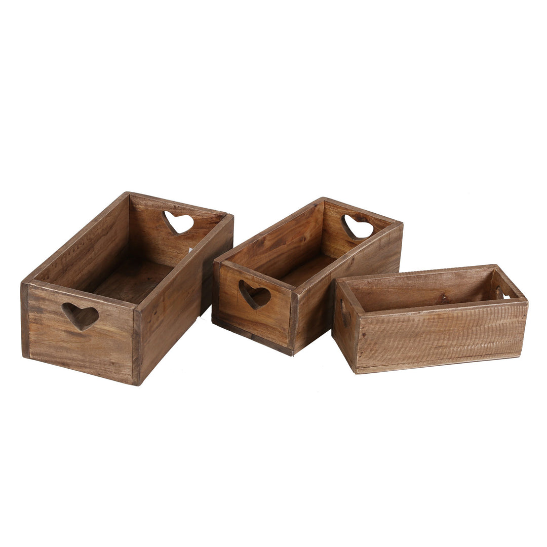 Teakhouten box, set van 3 Lucia