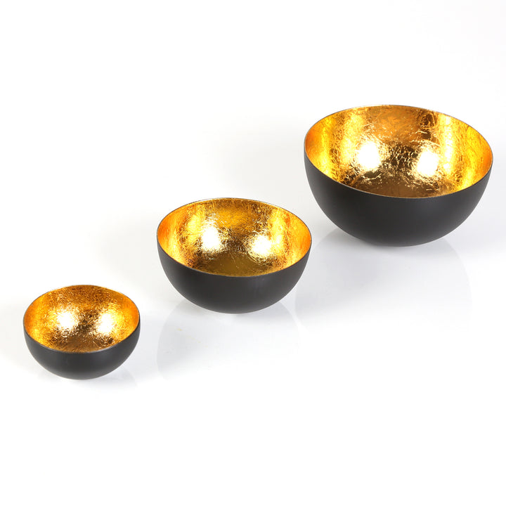 Set van 3 theelichthouders Meo Gold