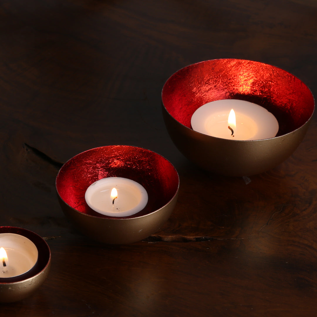 Set van 3 theelichthouders Meo Rood