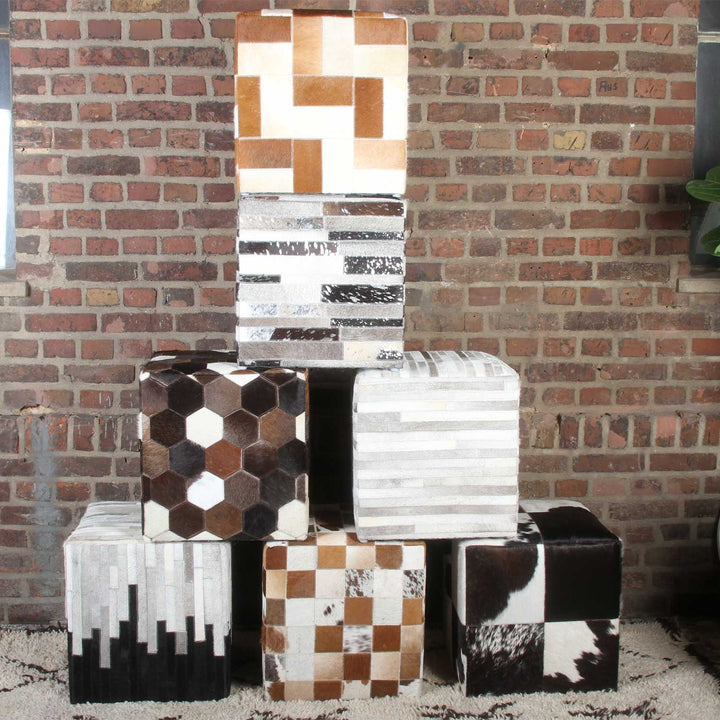 Patchwork bont poef Jaspal