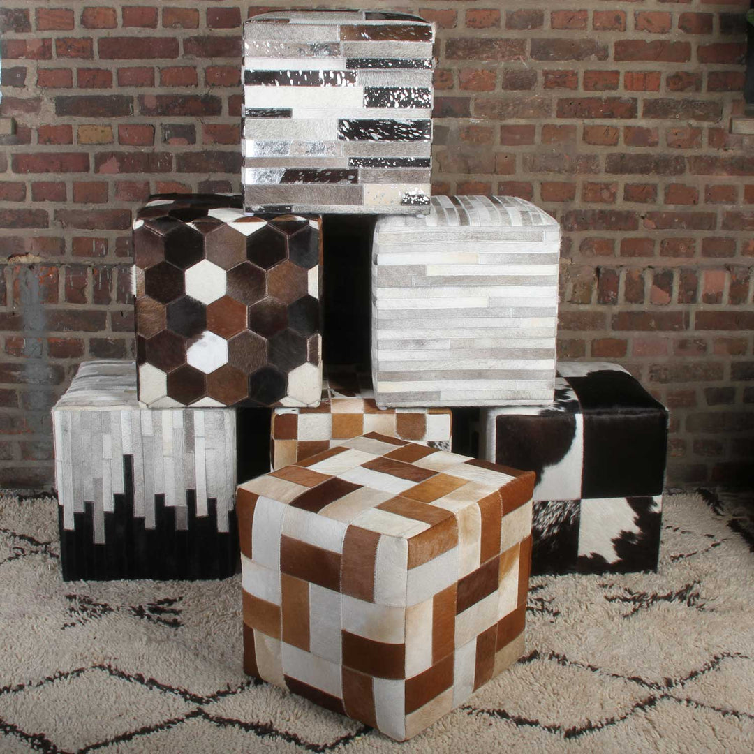 Patchwork fur stool Davita