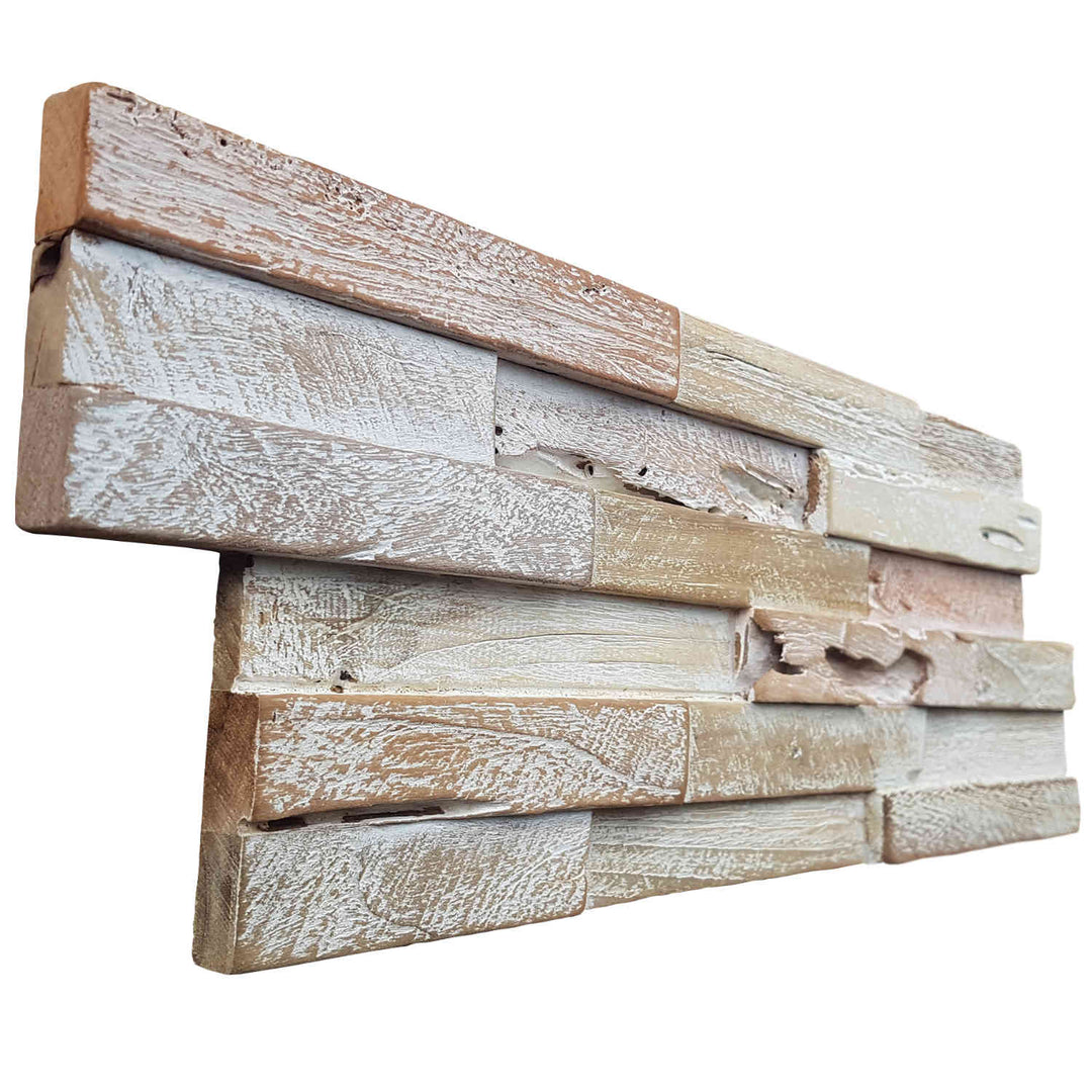 Houten wandbekleding White Washed Coral