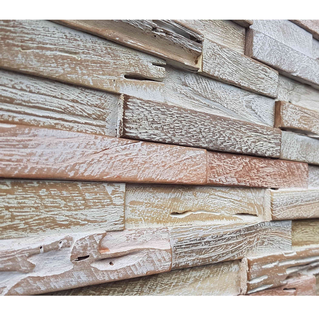 Houten wandbekleding White Washed Coral