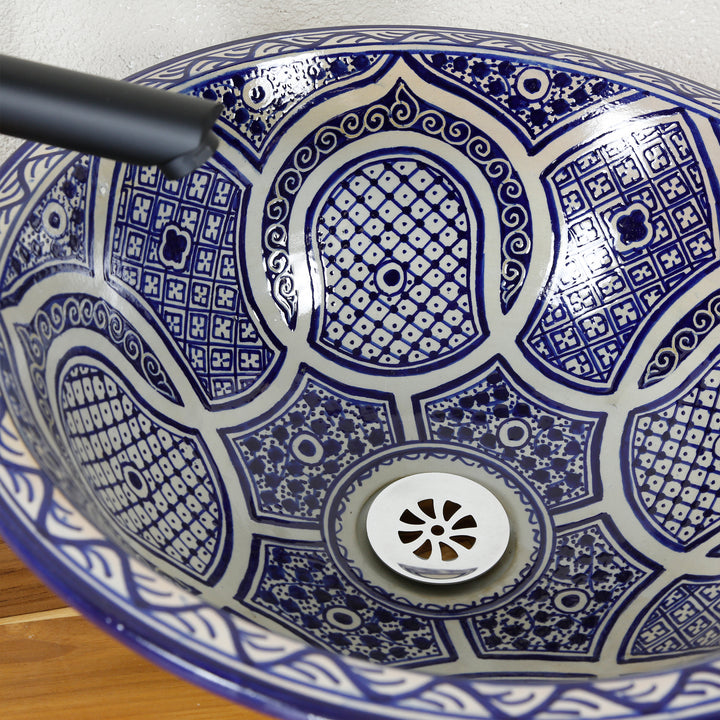 Wastafel met opzetrand Blauw Rond