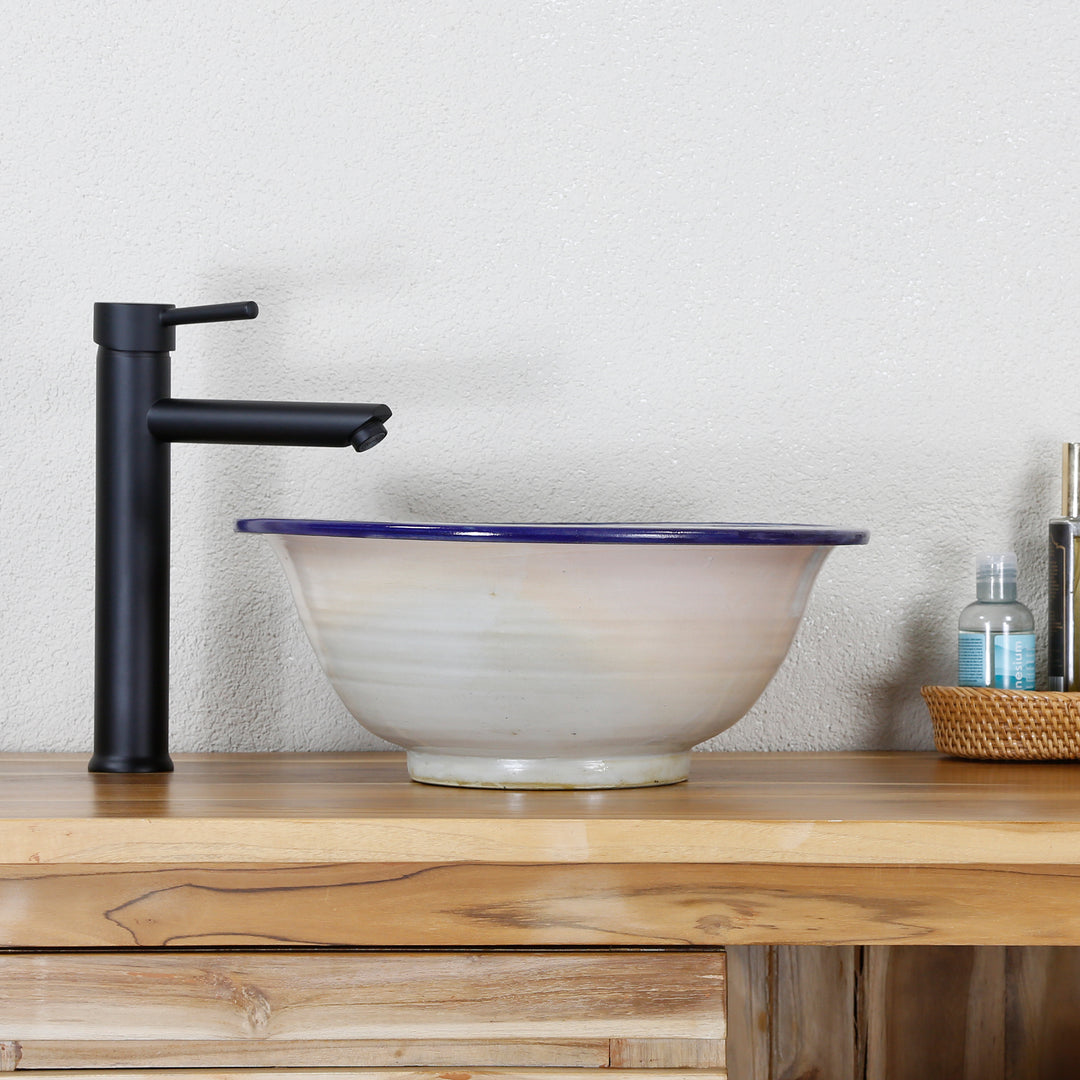 Wastafel met opzetrand Blauw Rond