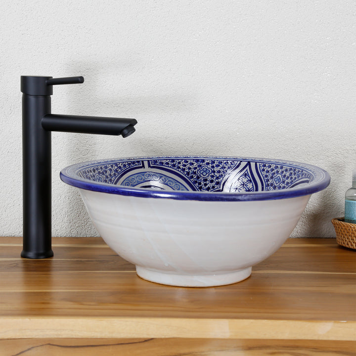 Wastafel keramiek blauw wit