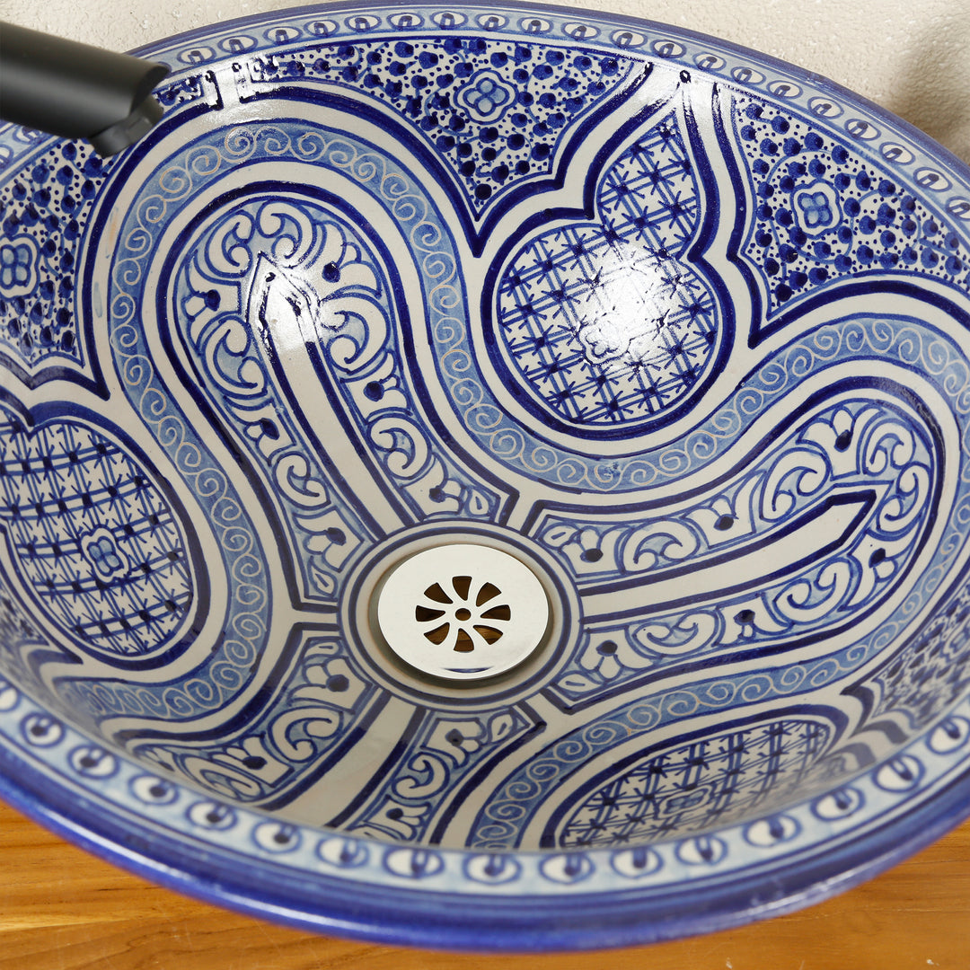 Wastafel keramiek blauw wit