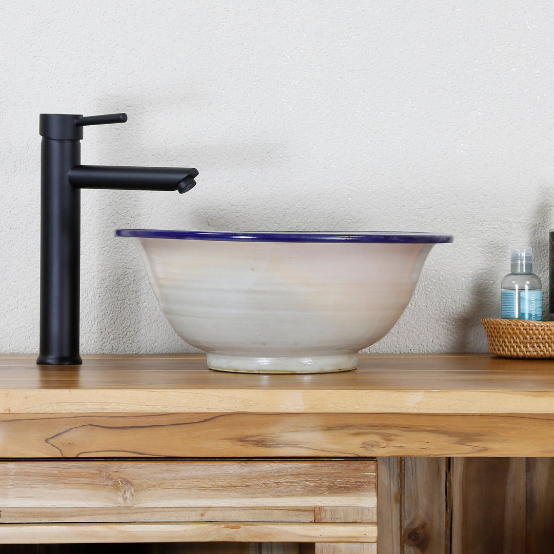 Wastafel keramiek blauw wit