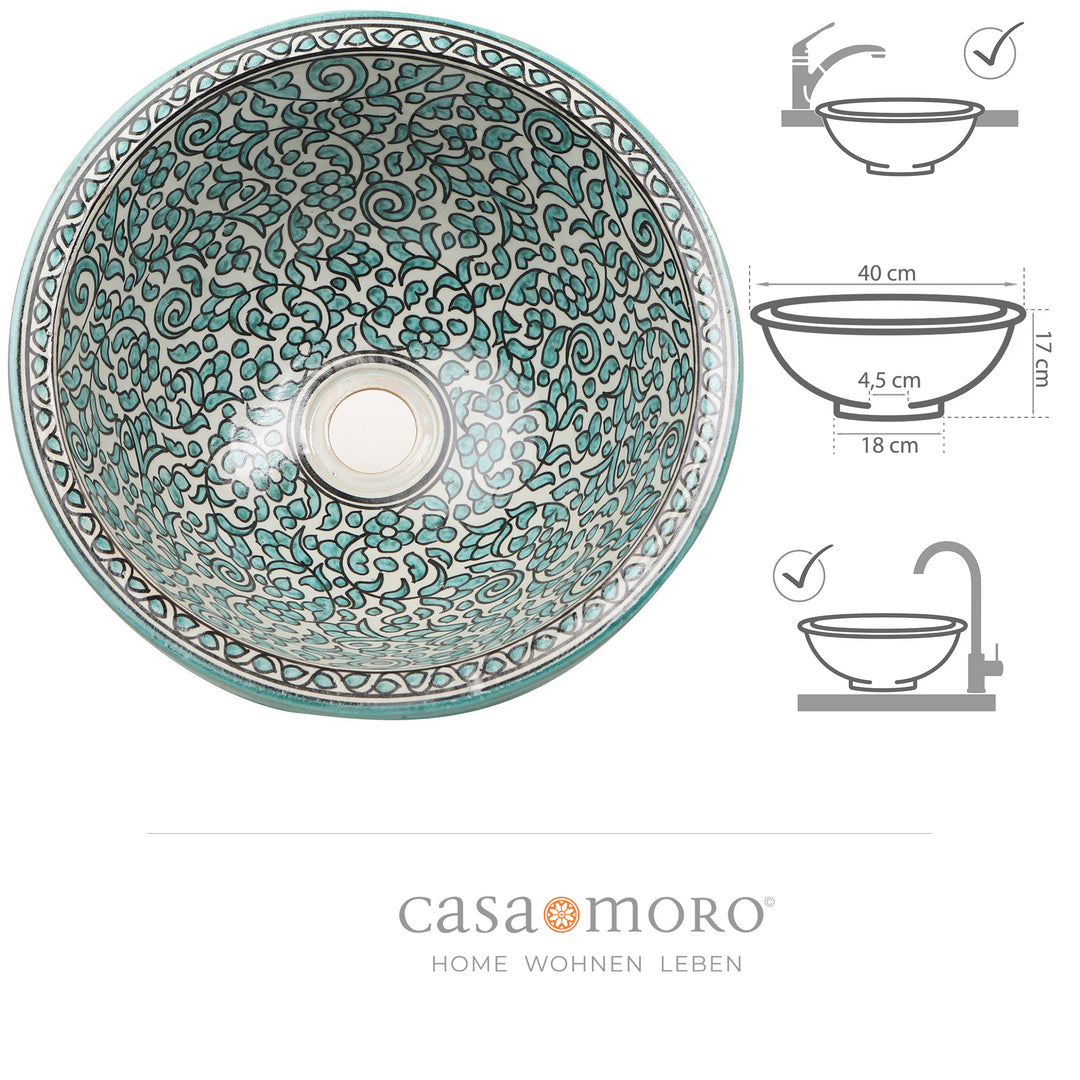 Opbouwwasbak rond 40 cm