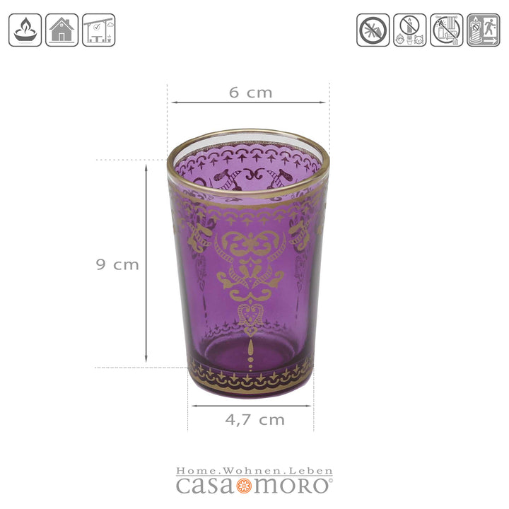 Theelichtglas violet-paars, set van 6