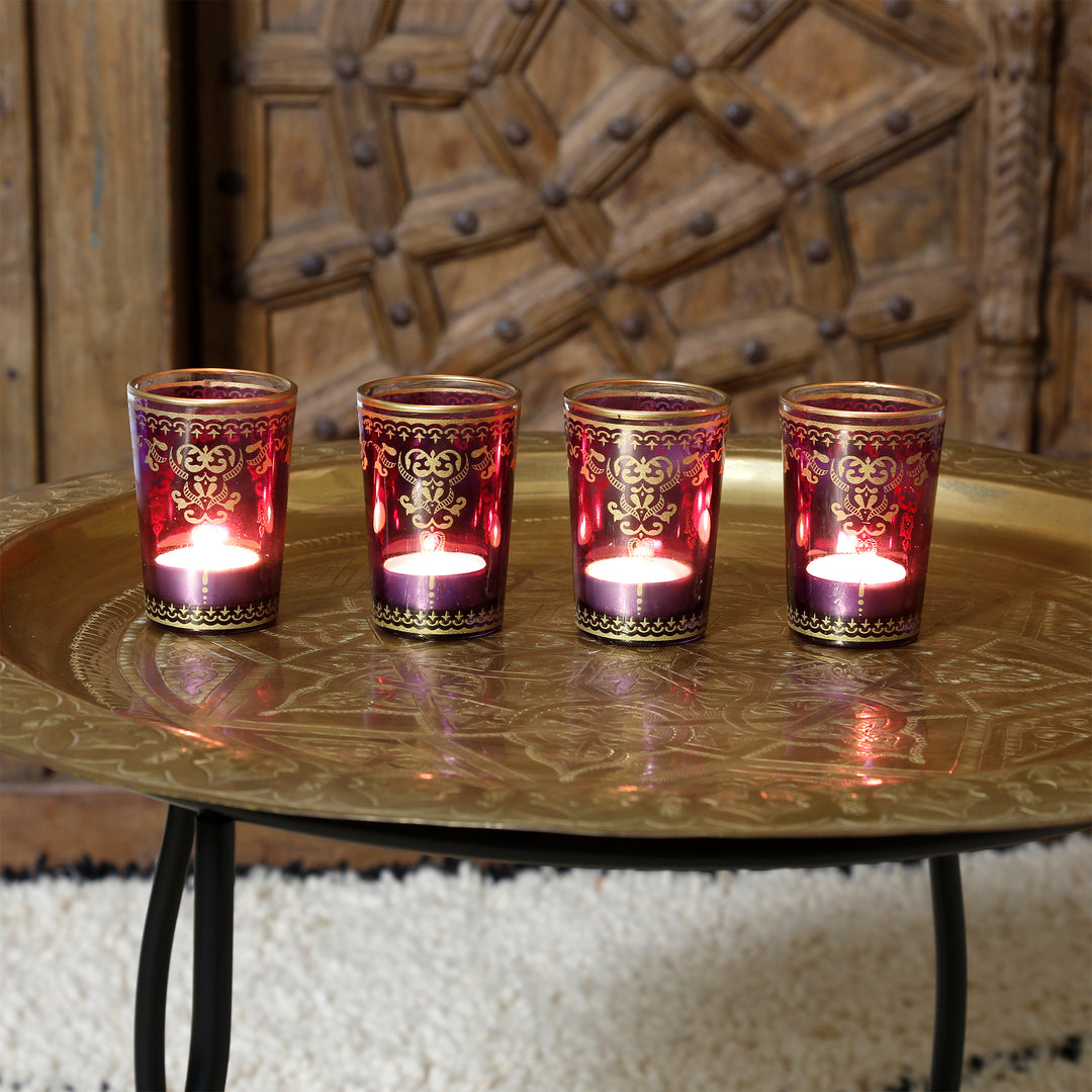 Theelichtglas violet-paars, set van 6