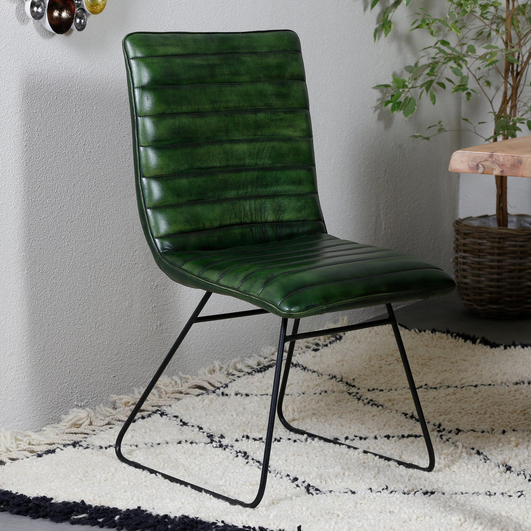 Eetkamerstoel leer groen