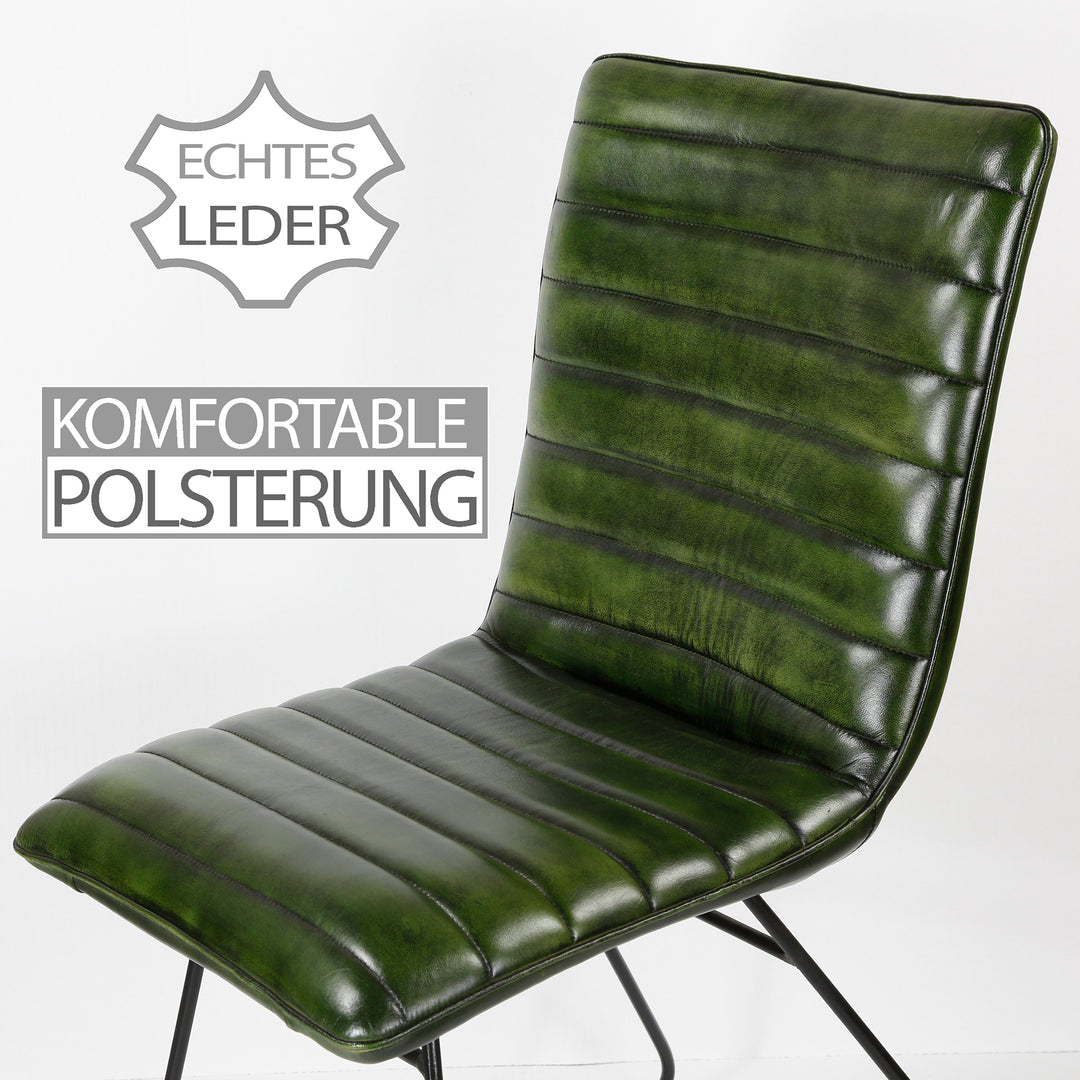 Eetkamerstoel leer groen