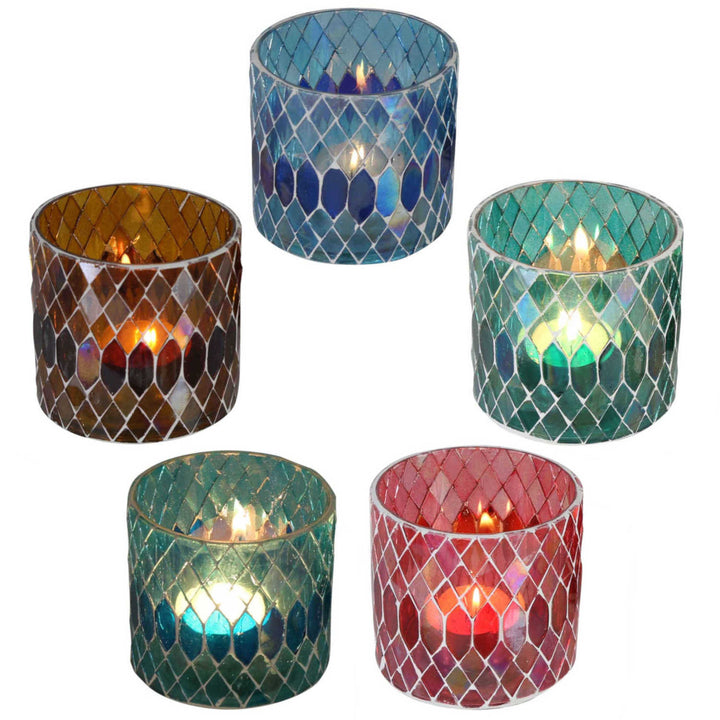Marokkaanse mozaïek windlicht Rayan S set van 5