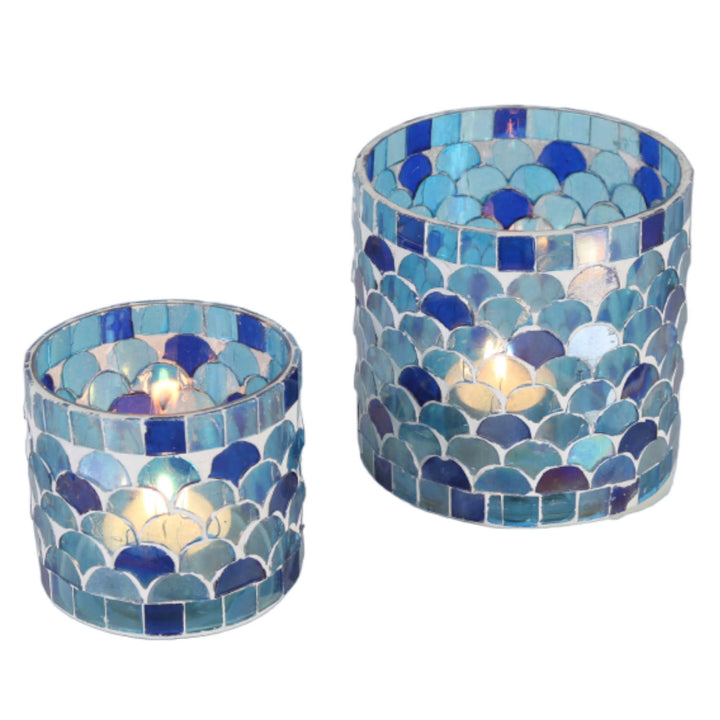 Oosterse mozaïek windlicht Athene donkerblauw