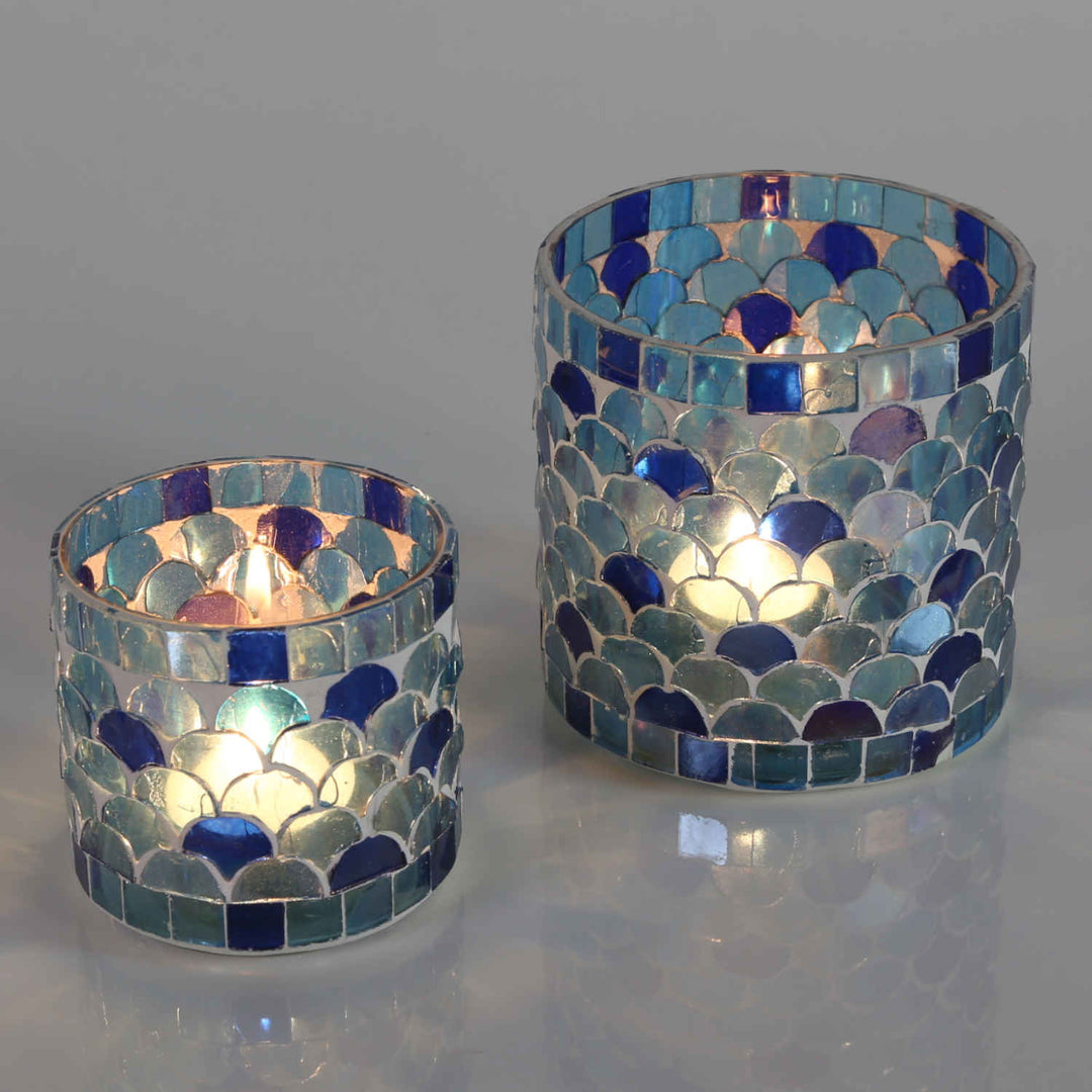 Oosterse mozaïek windlicht Athene donkerblauw