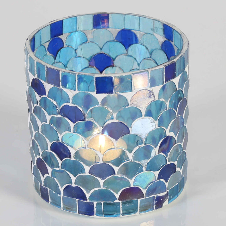 Oosterse mozaïek windlicht Athene donkerblauw