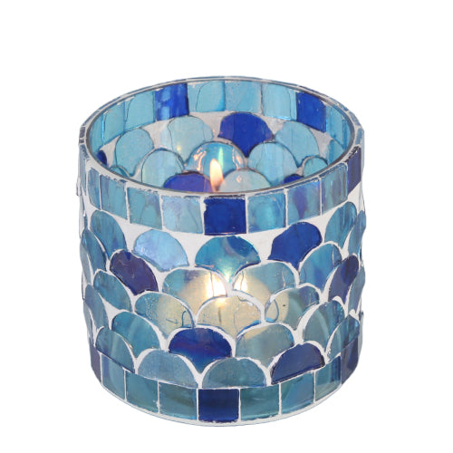 Oosterse mozaïek windlicht Athene donkerblauw