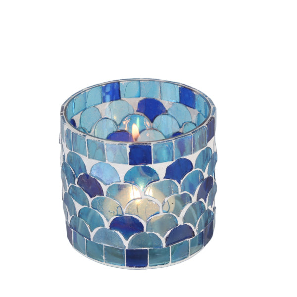 Oosterse mozaïek windlicht Athene donkerblauw