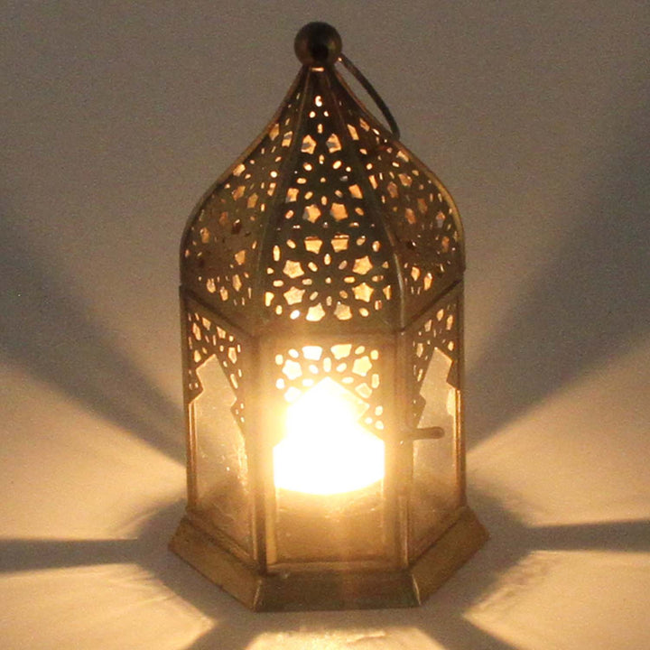 Oosterse glazen windlichten Nael transparant, set van 2