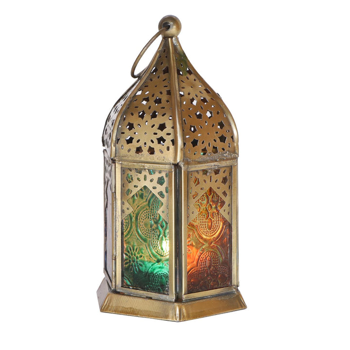 Oosterse glazen windlicht Nael Multicolor