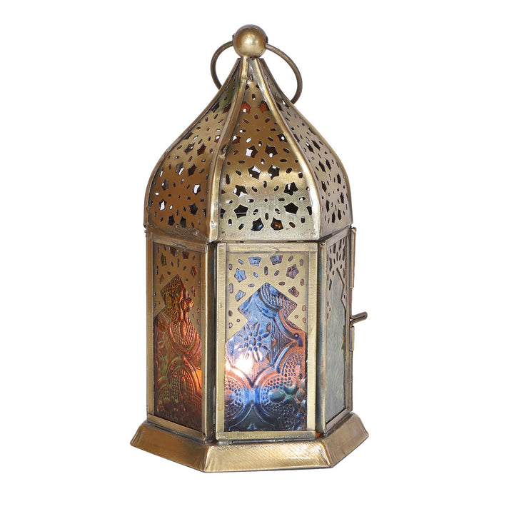 Oosterse glazen windlicht Nael Multicolor