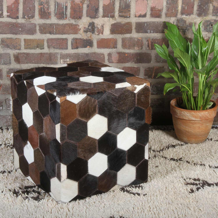 Patchwork lederen zitkussen Vanita