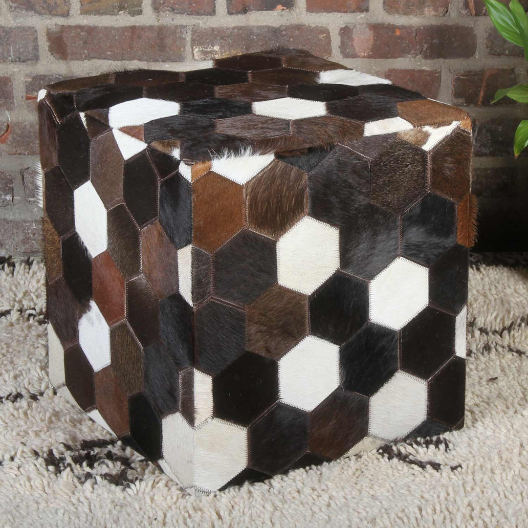 Patchwork lederen zitkussen Vanita