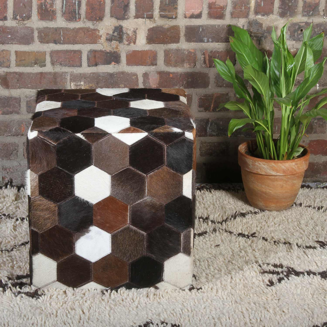 Patchwork lederen zitkussen Vanita