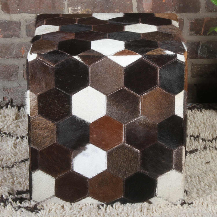 Patchwork lederen zitkussen Vanita