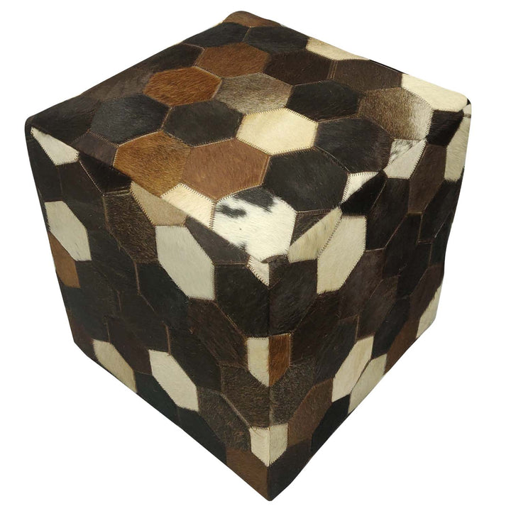 Patchwork lederen zitkussen Vanita
