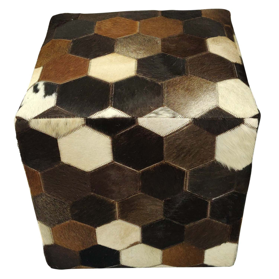 Patchwork lederen zitkussen Vanita