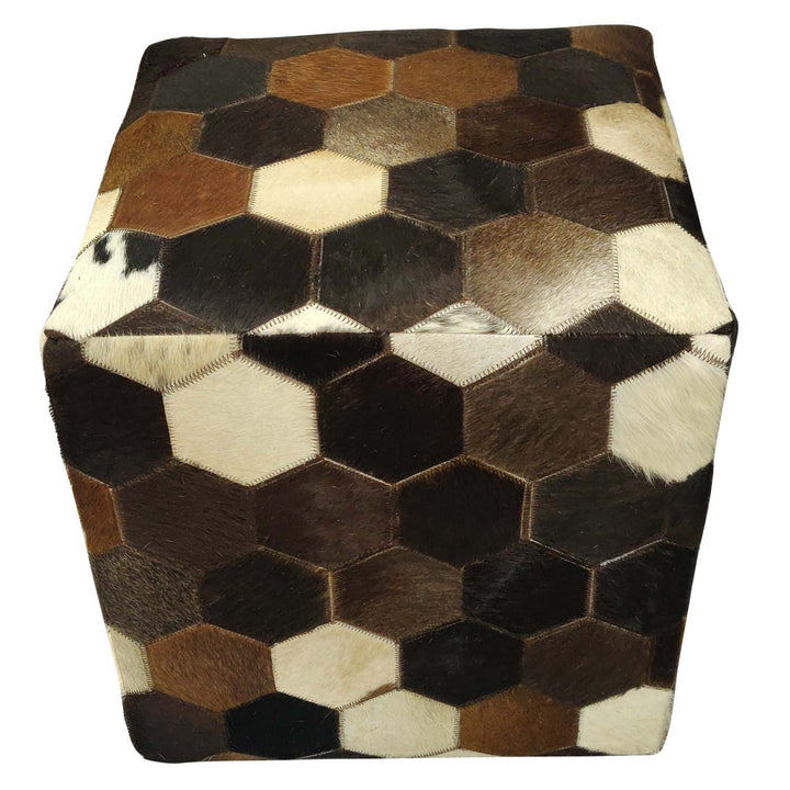 Patchwork lederen zitkussen Vanita