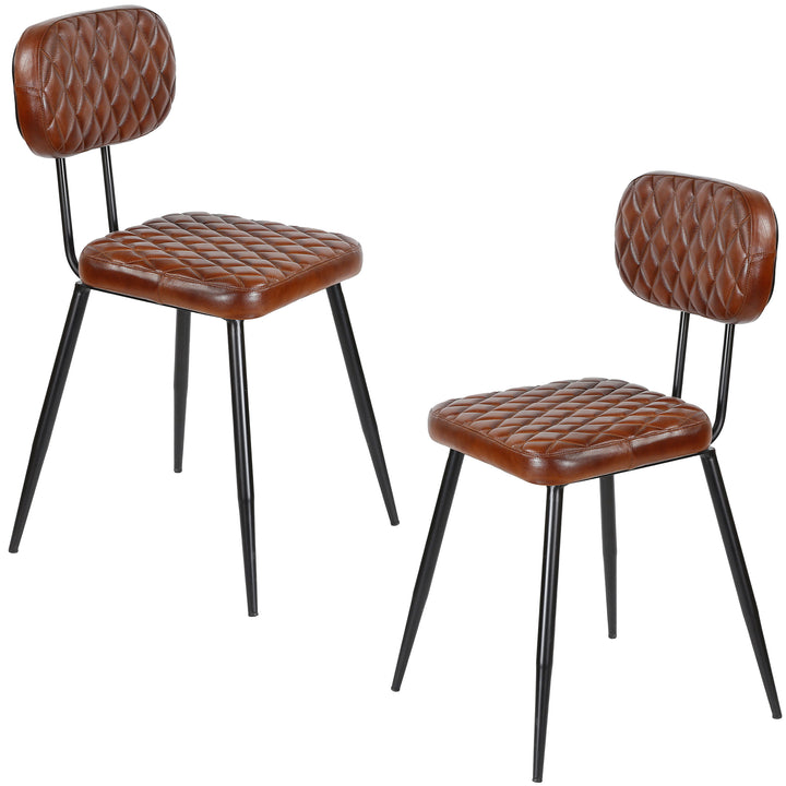 Eetkamerstoelen bruin leer