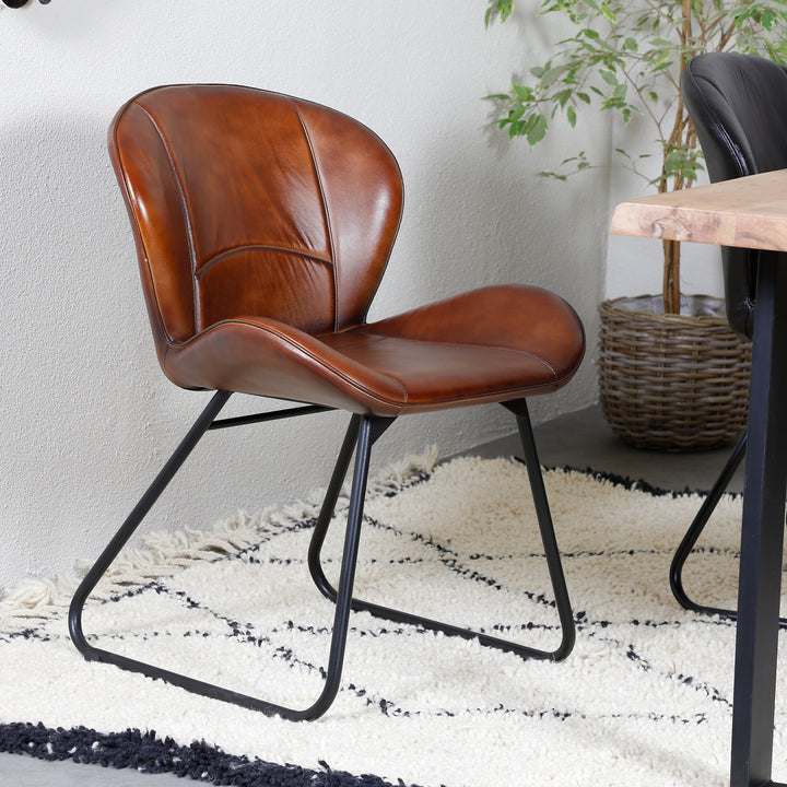 Leren stoel roodbruin