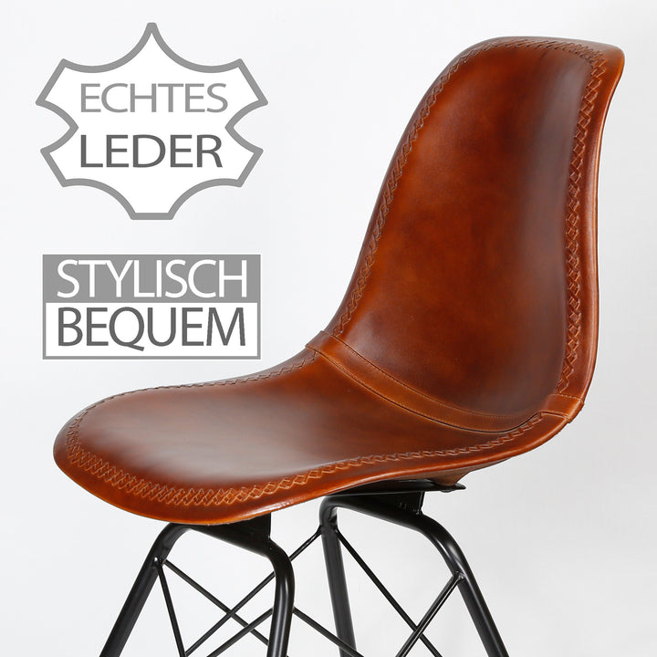 Eetkamerstoel leer bruin