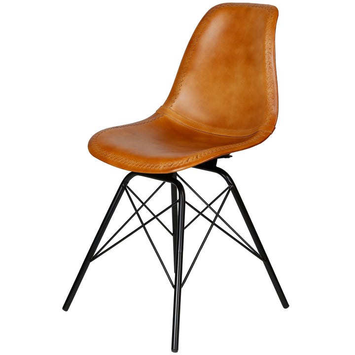 Eetkamerstoel leer cognac