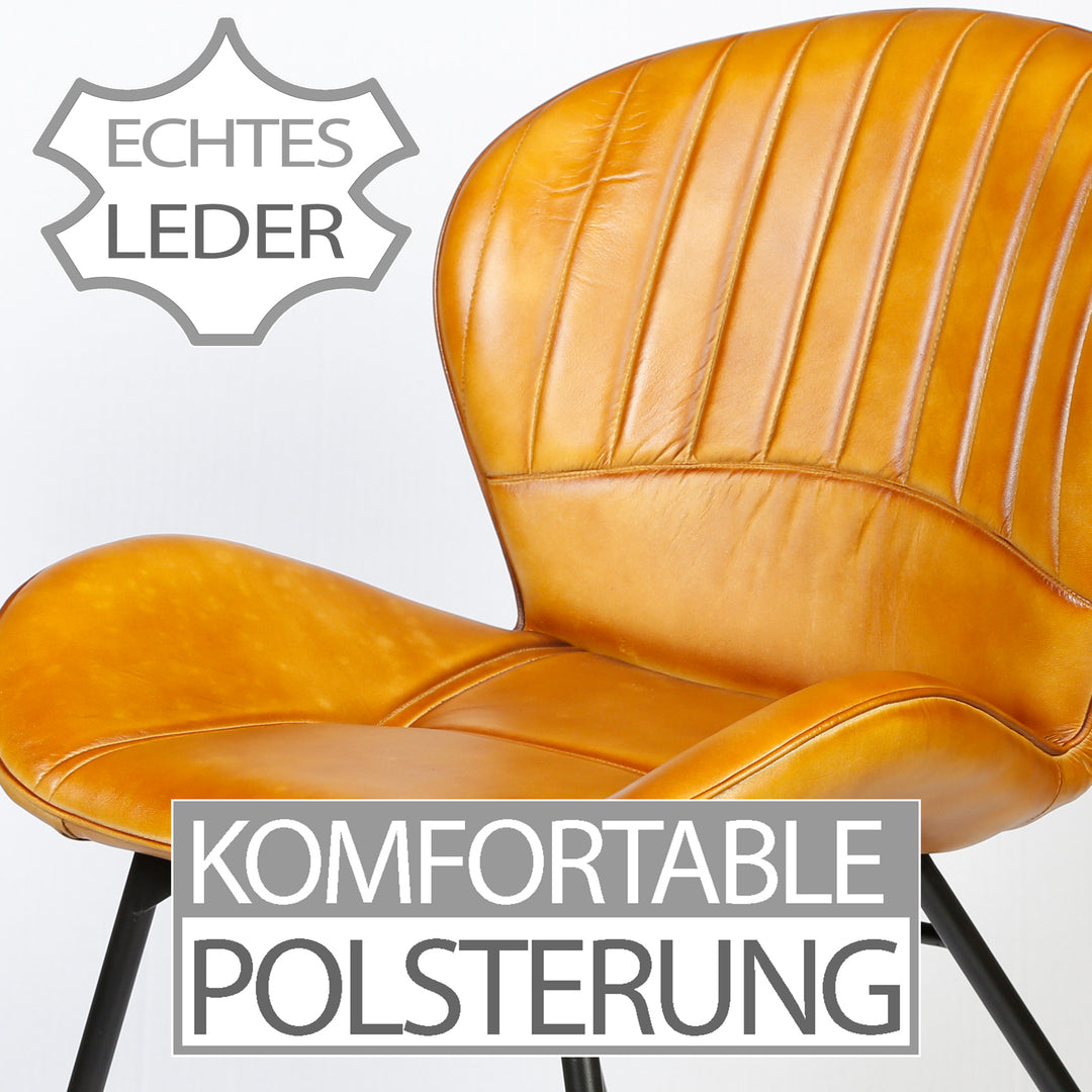 Eetkamerstoel leer cognacbruin