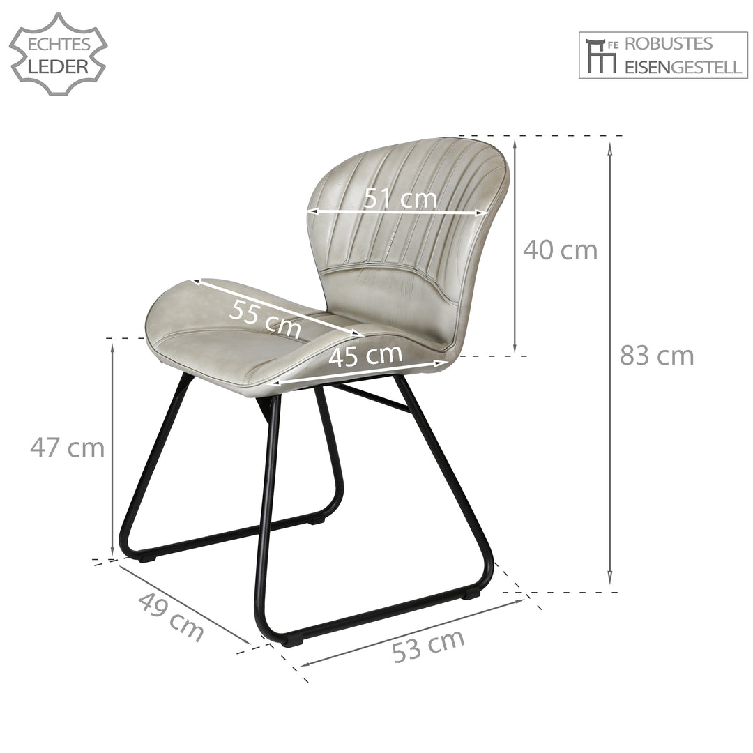 Leren stoel Light Grey
