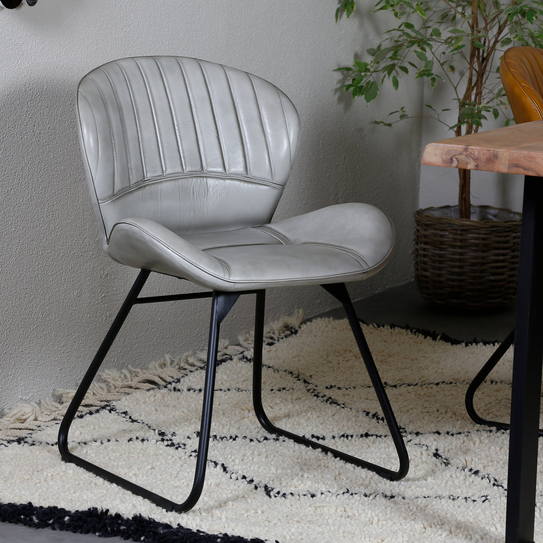Leren stoel Light Grey