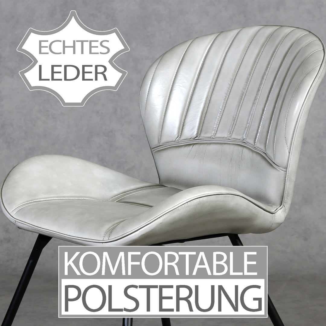Leren stoel Light Grey
