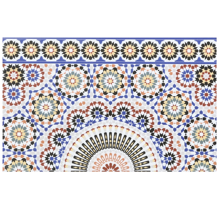 Rand keramische wandtegel 40x25 cm met een oosters patroon in veelkleurig als decoratieve afwerking