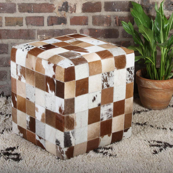Patchwork bont poef Jaspal