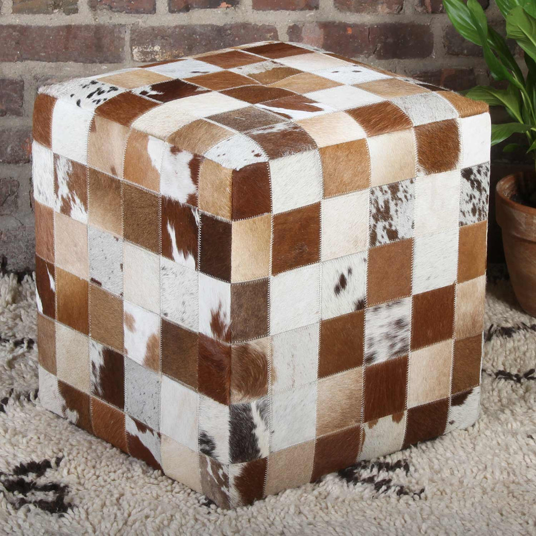 Patchwork bont poef Jaspal