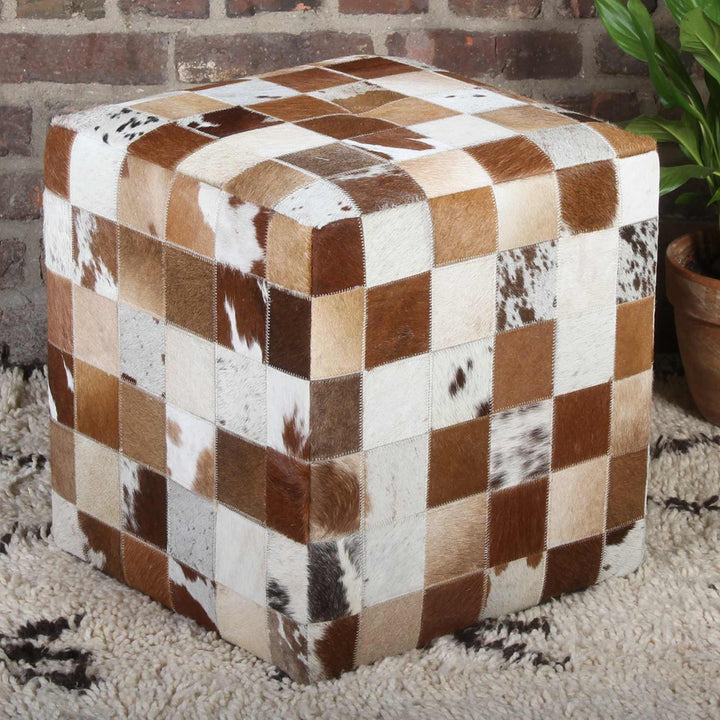 Patchwork bont poef Jaspal