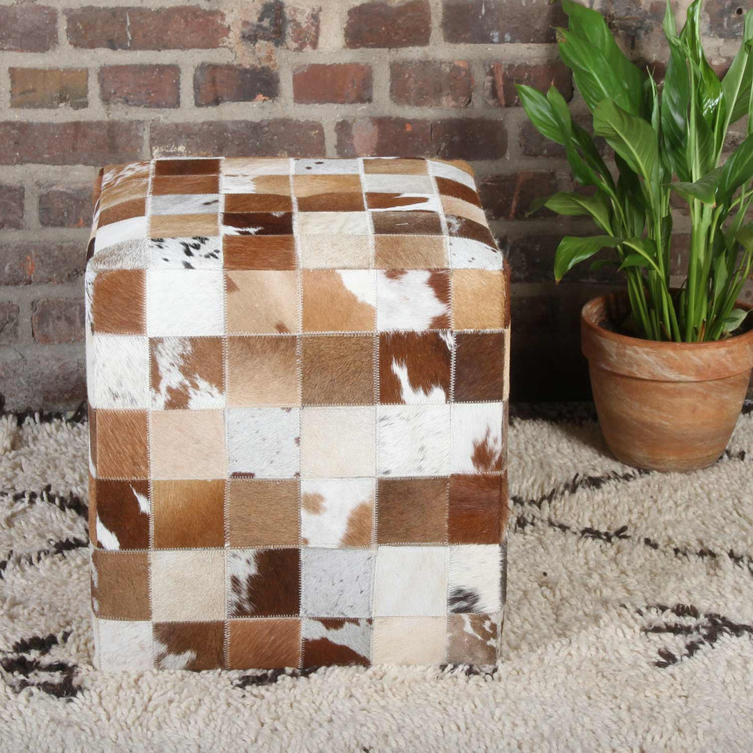 Patchwork bont poef Jaspal