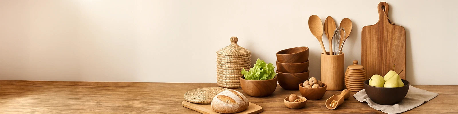 Huishouden & keuken – entdecke Küchenzubehör, Holzobjekte & Aufbewahrungslösungen aus natürlichen Materialien für ein Zuhause mit Seele