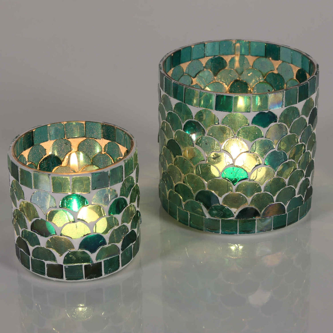 Oosterse mozaïek windlicht Athene groen