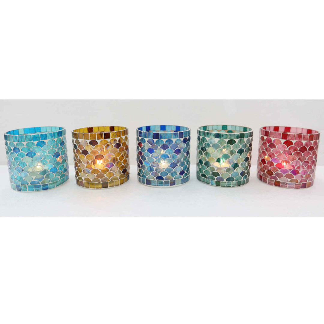Oosterse mozaïek windlicht Athene M set van 5
