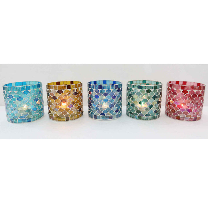 Oosterse mozaïek windlicht Athene M set van 5